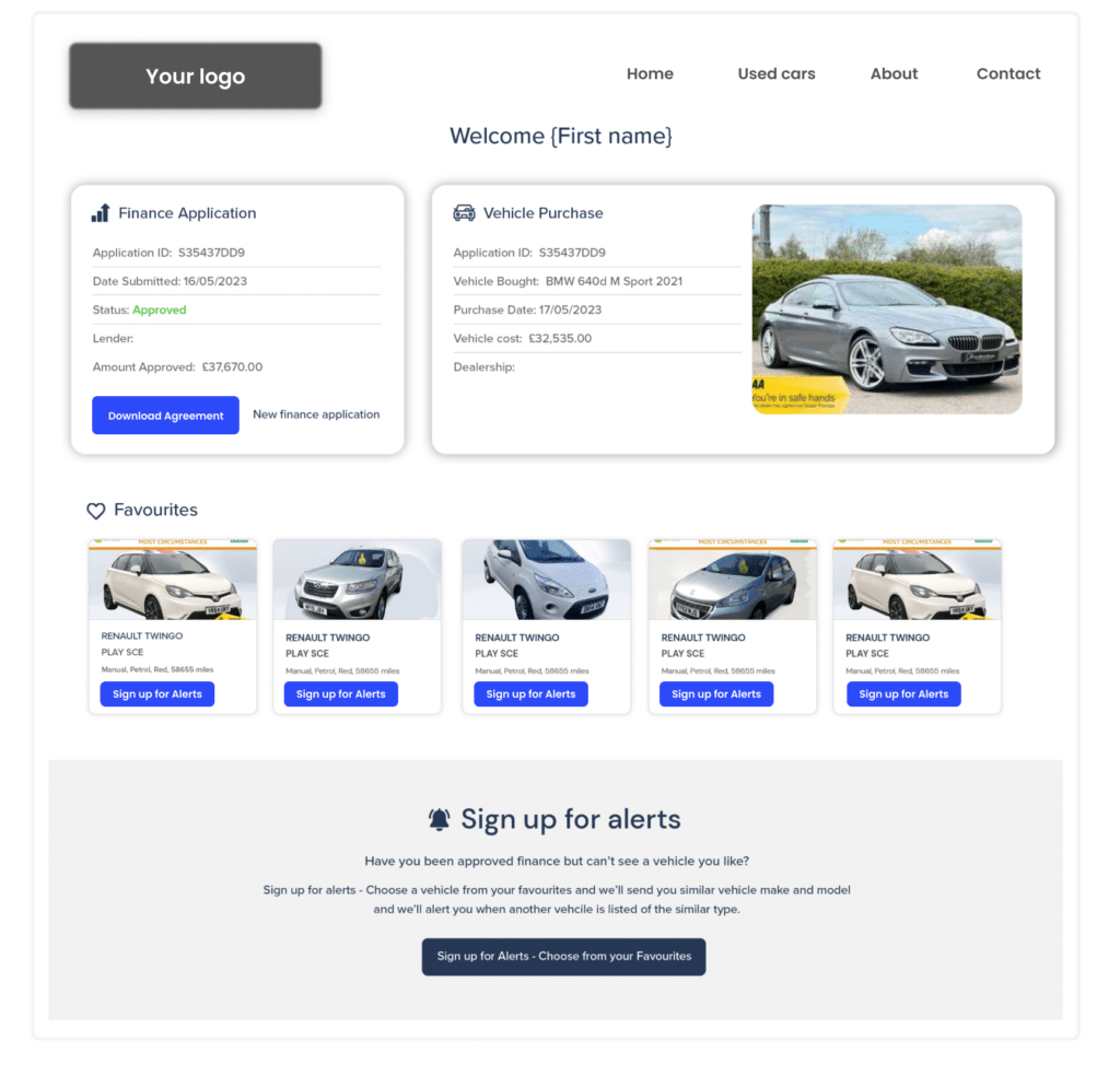 Customer dashboard example