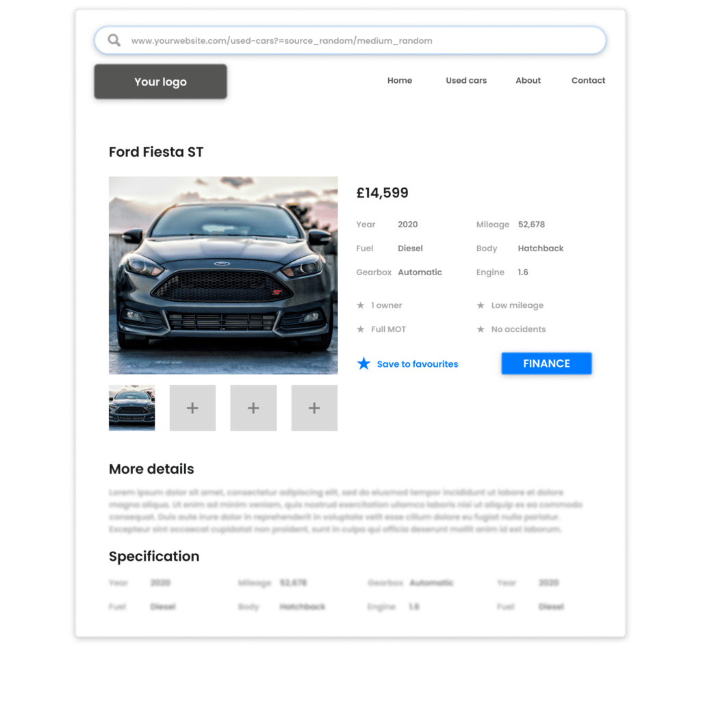 Vehicle dealer page VDP car search widget example